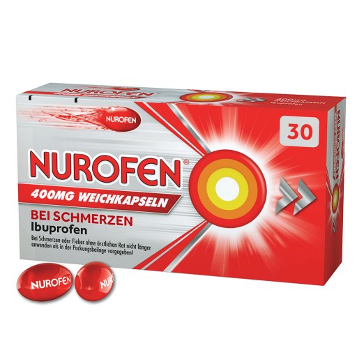 NUROFEN 400 mg Weichkapseln Ibuprofen bei Schmerzen, flüssiger Kern schnellere Aufnahme vom Körper Abbildung für NUROFEN 400 mg Weichkapseln Ibuprofen bei Schmerzen, flüssiger Kern schnellere Aufnahme vom Körper