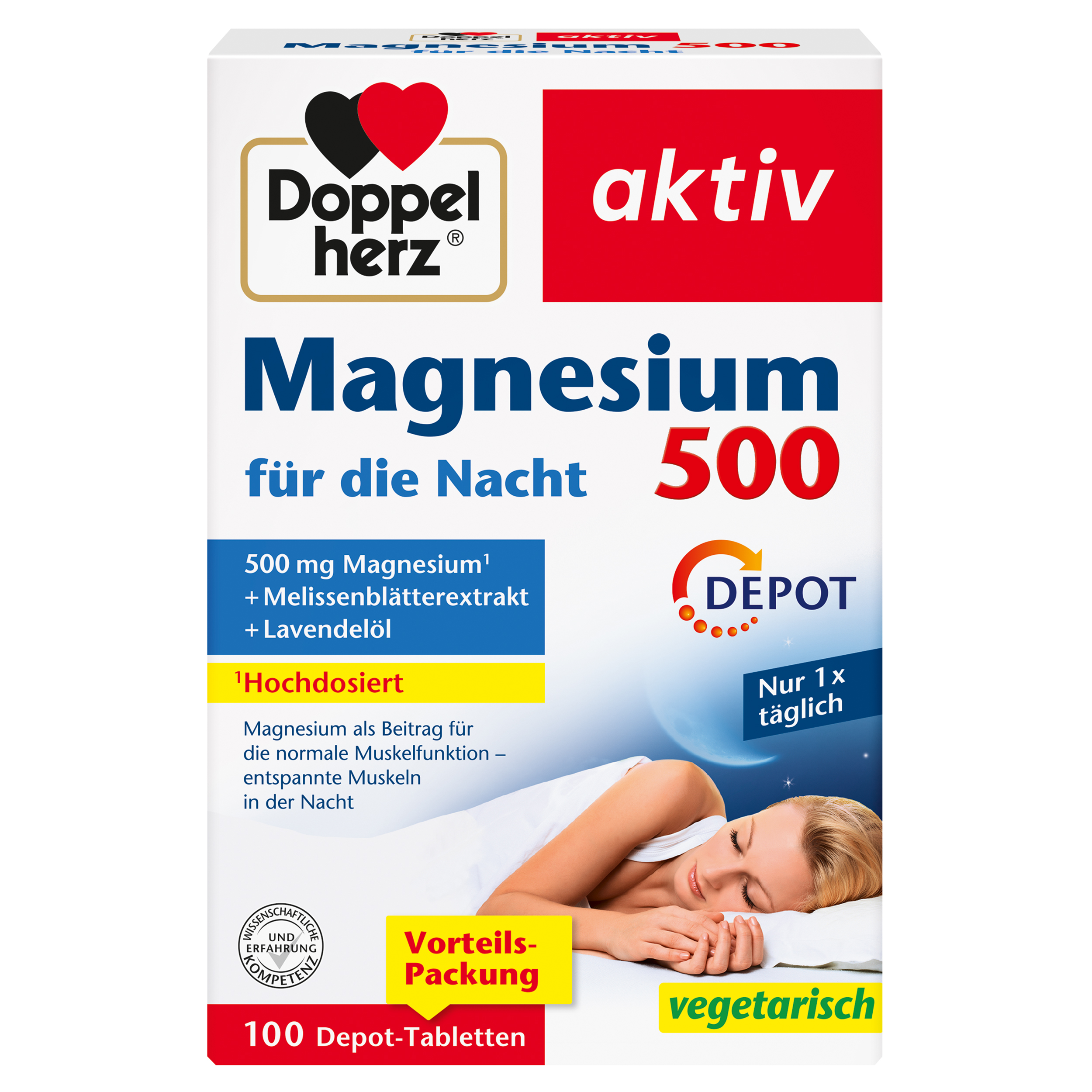 DOPPELHERZ Magnesium 500 Nacht Tabletten Abbildung für DOPPELHERZ Magnesium 500 Nacht Tabletten