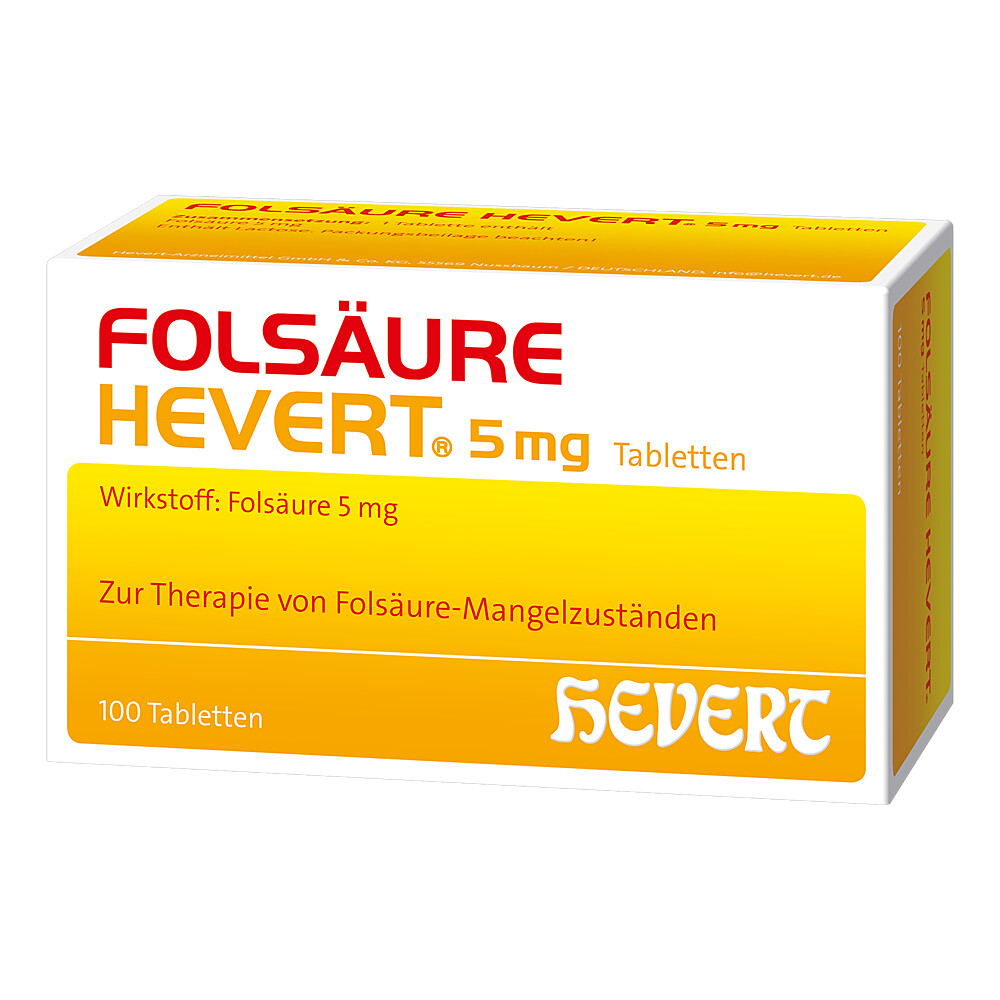 FOLSÄURE HEVERT 5 mg Tabletten Abbildung für FOLSÄURE HEVERT 5 mg Tabletten