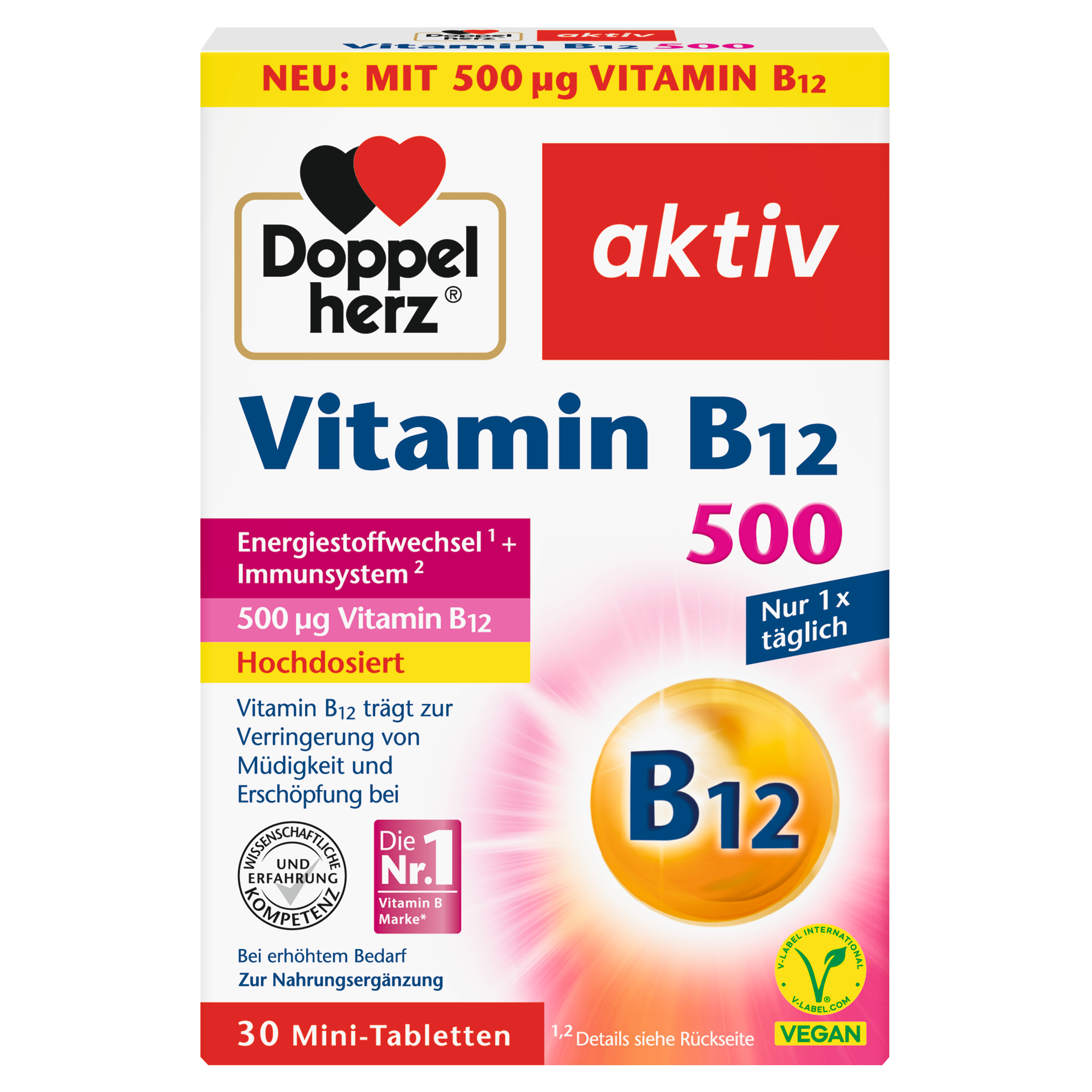 DOPPELHERZ Vitamin B12 500 Tabletten Abbildung für DOPPELHERZ Vitamin B12 500 Tabletten