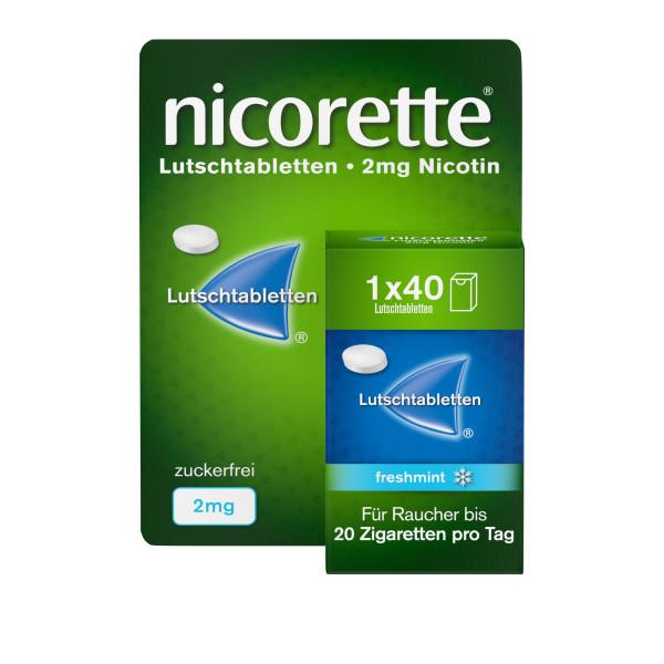 NICORETTE freshmint 2 mg Lutschtabletten gepresst Abbildung für NICORETTE freshmint 2 mg Lutschtabletten gepresst